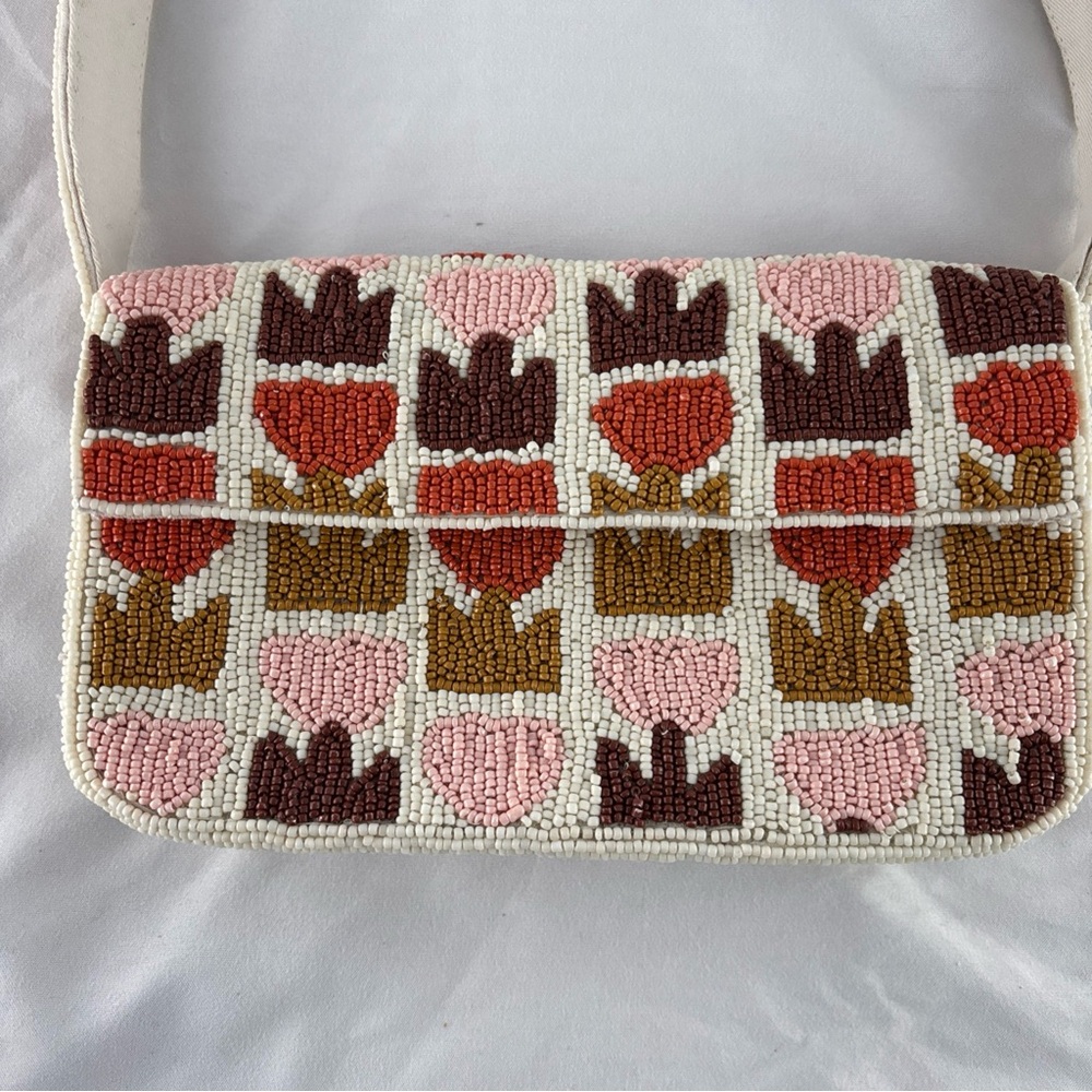 Anthropologie The Fiona Beaded Bag Floral Edition Retro Flower Purse - Picture 4 of 16